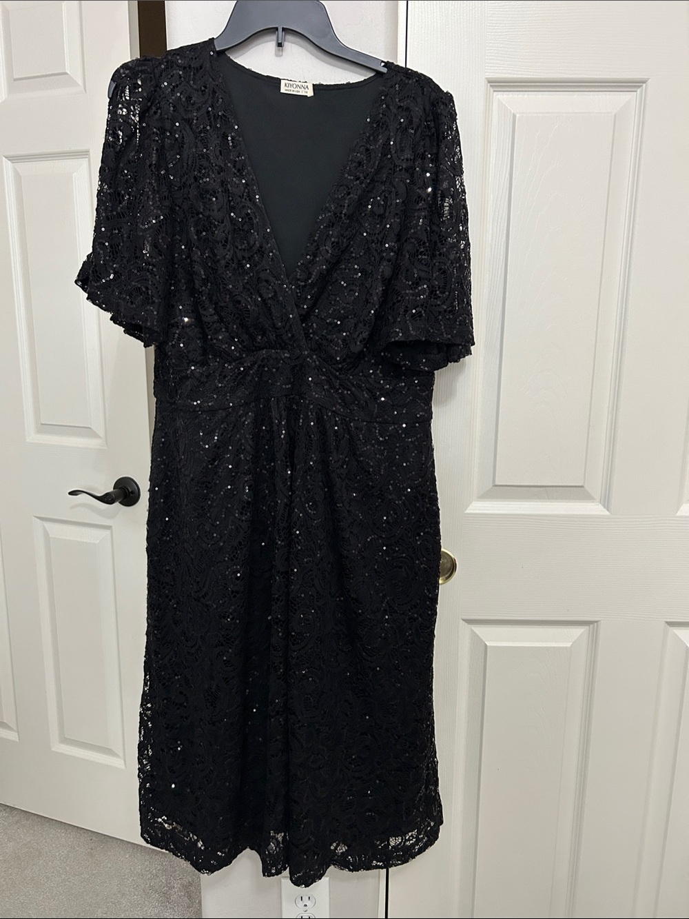 KIYONNA PLUS SIZE Black Sequin Lace Midi Dress